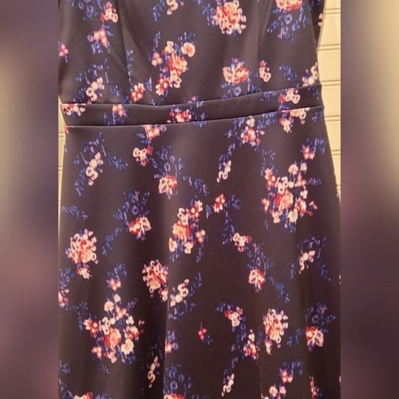 Women's Size 8 Roz & Ali Sleeveless Navy Blue Floral A Line Dress Cottage Core - Picture 5 of 7